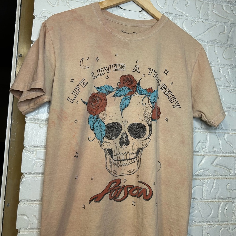 Poison - Life Loves A Tragedy Tan With Red Splatter Shirt -  Shirt Size XS
